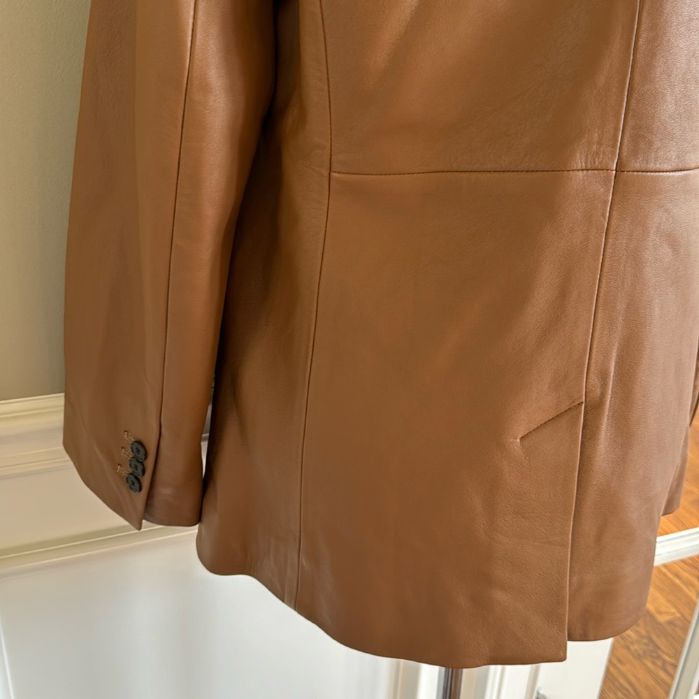 FRAME 70s Blazer - Leather Jacket size 6 Latte - Picture 12 of 16